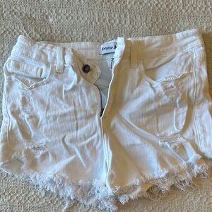 Stylish White Distressed Jean Shorts